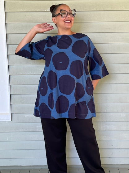 Simple Tunic- Big Polka Dots (Red or Dark Blue)