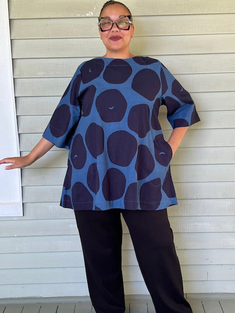 Simple Tunic- Big Polka Dots (Red or Dark Blue)