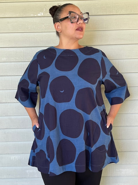 Simple Tunic- Big Polka Dots (Red or Dark Blue)