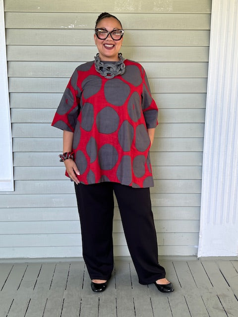 Simple Tunic- Big Polka Dots (Red or Dark Blue)