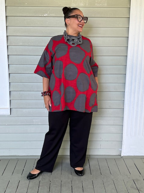 Simple Tunic- Big Polka Dots (Red or Dark Blue)