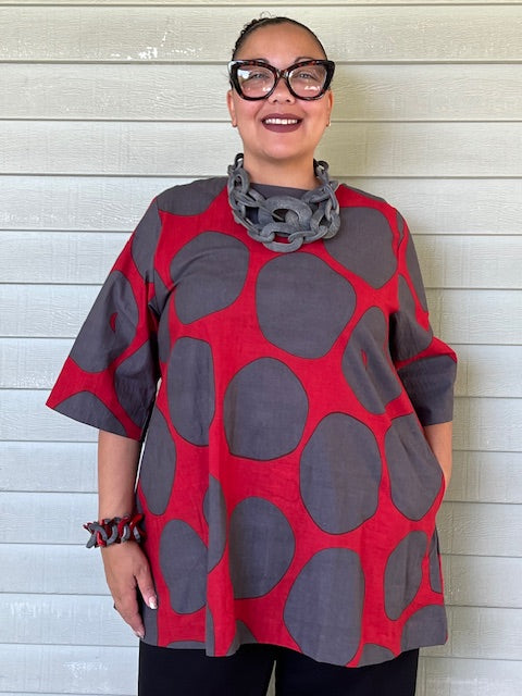 Simple Tunic- Big Polka Dots (Red or Dark Blue)