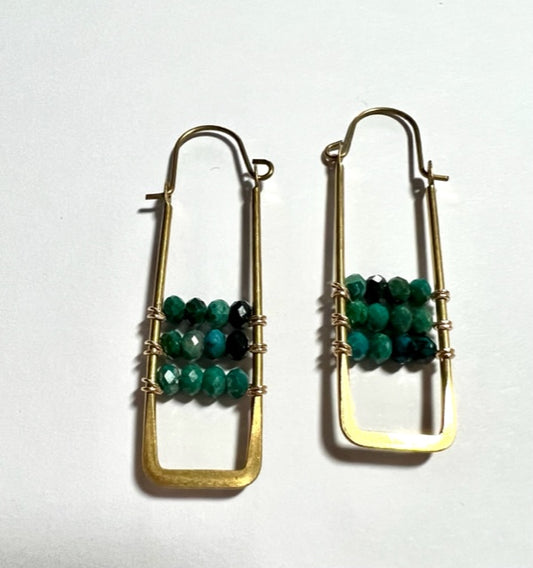 Brass and Chrysocolla Earrings