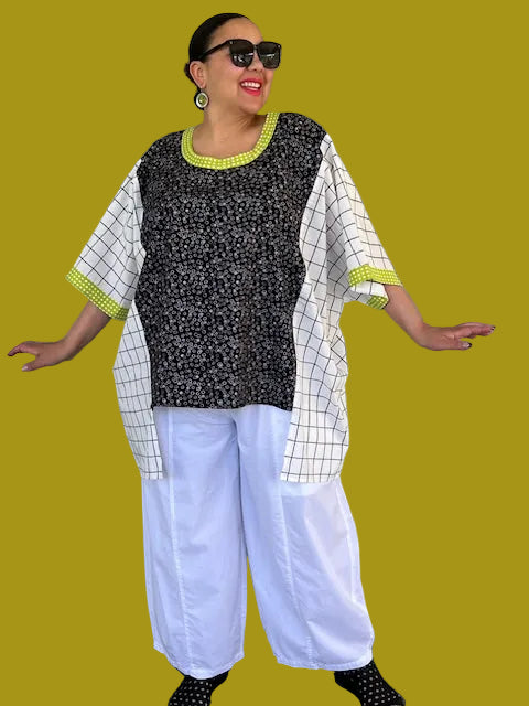 DTH 100% Plaid and Cotton Oversized Top