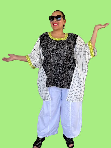 DTH 100% Plaid and Cotton Oversized Top