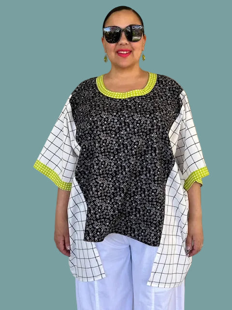 DTH 100% Plaid and Cotton Oversized Top