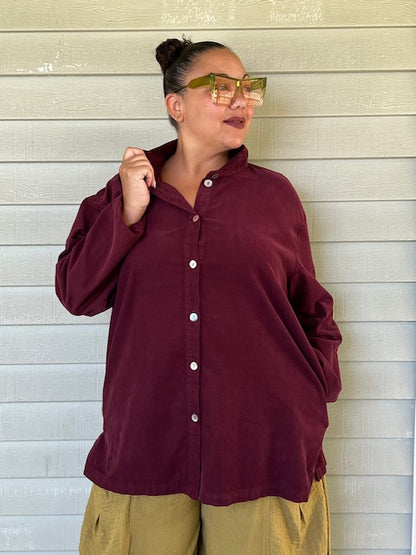 Gerties Eleven Stitch Criss Cross Yoke - Olive  or Port Corduroy