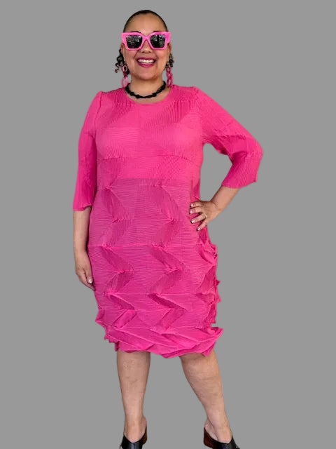 Vanite Couture Pleated Dress (Burnt Orange, Royal Blue, Mustard, Magenta, Pink, or Teal)