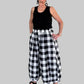 Vanity Couture Checkered Linen Gathered Hem Pants