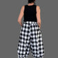 Vanity Couture Checkered Linen Gathered Hem Pants