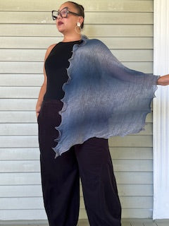 Ombre Grey Pleated Scarf