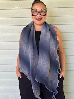 Ombre Grey Pleated Scarf