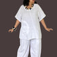 Transparent 100% Linen Short Sleeved Circle Pocket Top
