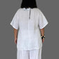 Transparent 100% Linen Short Sleeved Circle Pocket Top