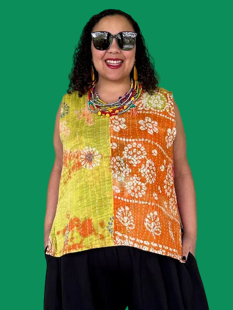 Reversible Upcycled Sleeveless Kantha Top