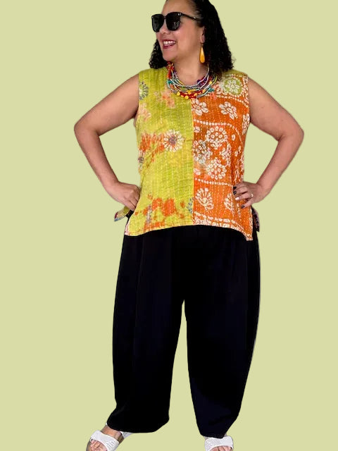 Reversible Upcycled Sleeveless Kantha Top