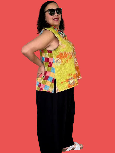 Reversible Upcycled Sleeveless Kantha Top