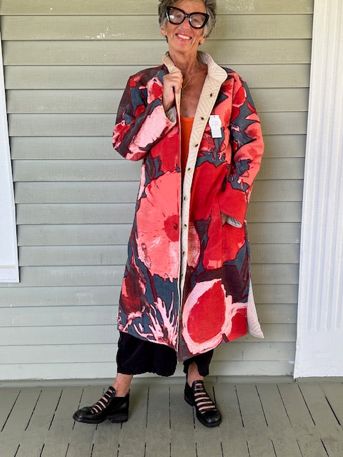 Reversible  Quilted Coat (Red/Gray or Yellow/Navy)