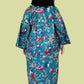 100% Cotton Teal Rose and Birds Kimono Robe