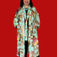 100% Cotton Sea Green Floral Kimono Robe