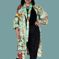 100% Cotton Sea Green Floral Kimono Robe