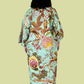 100% Cotton Sea Green Floral Kimono Robe