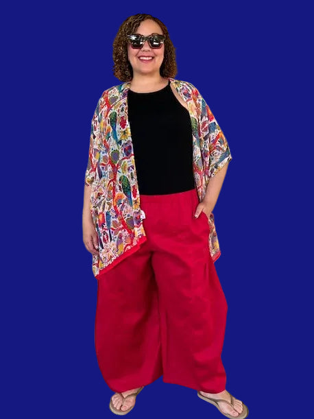 DTH Architect Pants in 100% Linen - Red