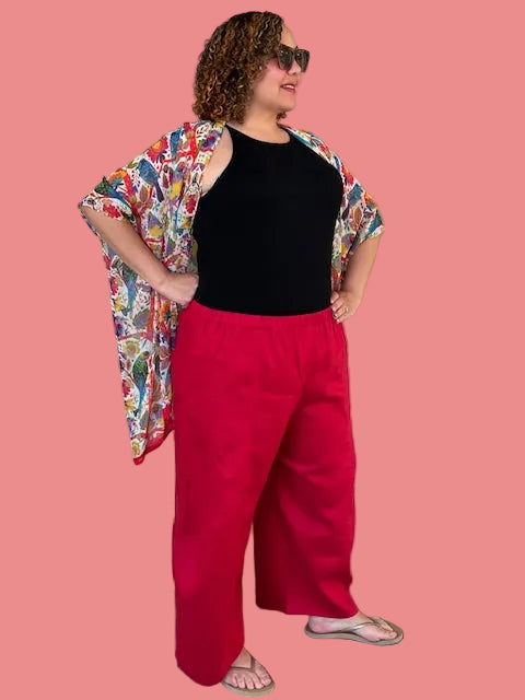 DTH Architect Pants in 100% Linen - Red
