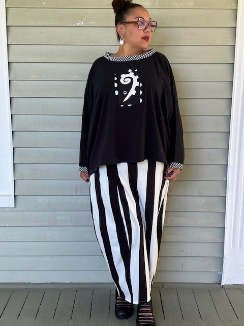 DTH Black Oversized Pima Cotton Boxy Top with Hieroglyphics