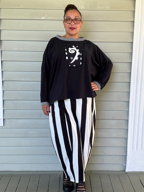 DTH Black Oversized Pima Cotton Boxy Top with Hieroglyphics