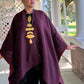 100% Boiled Wool Leather Trimmed Reversible Serape (Mustard/Black, Wine/Red, or Dk Olive/Light Olive)