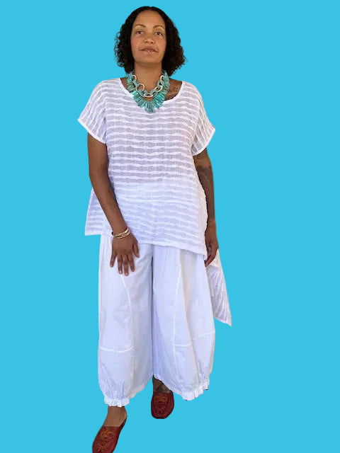 DTH 100% LInen  Sideways Top with Cap Sleeves