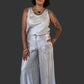 IC Collection Metallic Silver  Standup Collar Top and Matching Pants (Sold Separately)