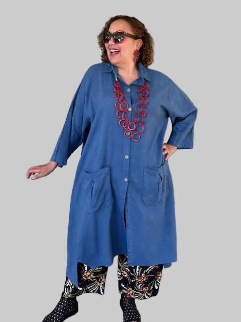 Transparent 100% Linen Long Duster (Black, Kiwi, Denim Blue, or White)