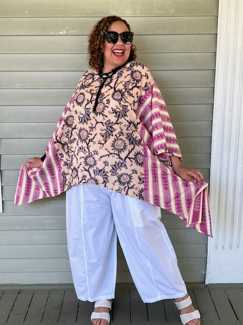 DTH 100% Cotton Mixed Print  Waterfall Top