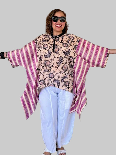 DTH 100% Cotton Mixed Print  Waterfall Top