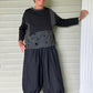 Vanite Couture Black Cotton Denim Gathered Ham Pants