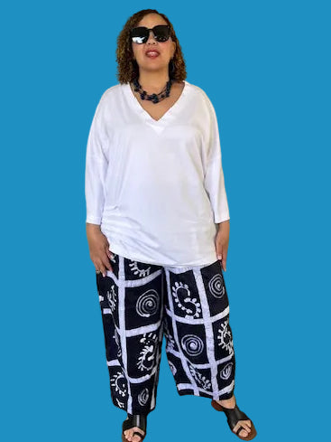 DTH 100% Cotton Hand Batik from Ghana Seamed Pants