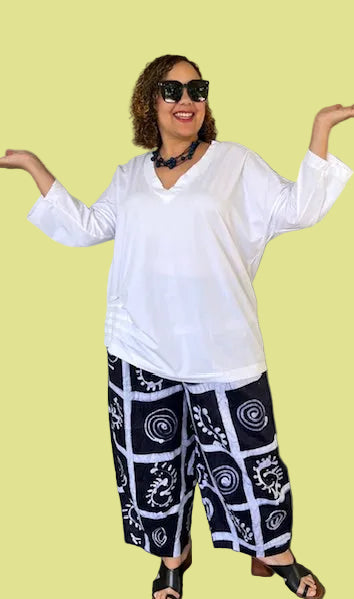 DTH 100% Cotton Hand Batik from Ghana Seamed Pants