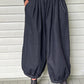 Vanite Couture Black Cotton Denim Gathered Ham Pants