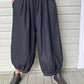 Vanite Couture Black Cotton Denim Gathered Ham Pants