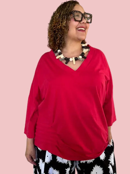 Risoni Side Tuck Tee Shirt (White, Red, Black)