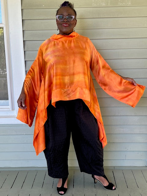 DTH 100% Hand Dyed Silk Flame Orange Top