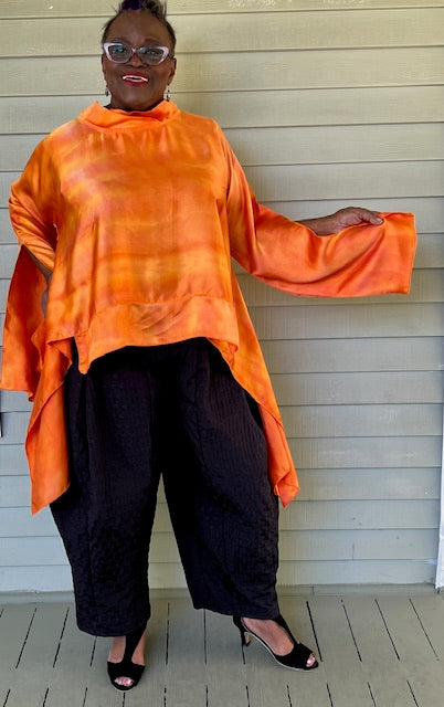 DTH 100% Hand Dyed Silk Flame Orange Top