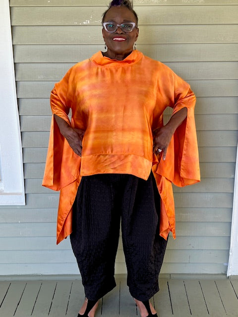 DTH 100% Hand Dyed Silk Flame Orange Top