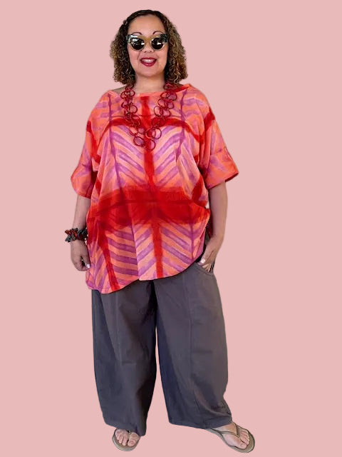 DTH 100% Cotton Voile Simple Top (Blue or Orange)