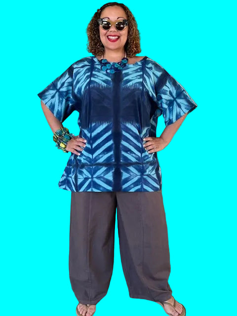 DTH 100% Cotton Voile Simple Top (Blue or Orange)