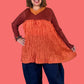DTH Crinkle Two-Tone Baby Doll V-Neck