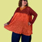 DTH Crinkle Two-Tone Baby Doll V-Neck