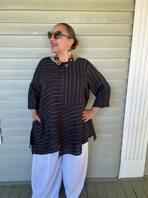 Cheyenne 100% Linen Striped Tunic